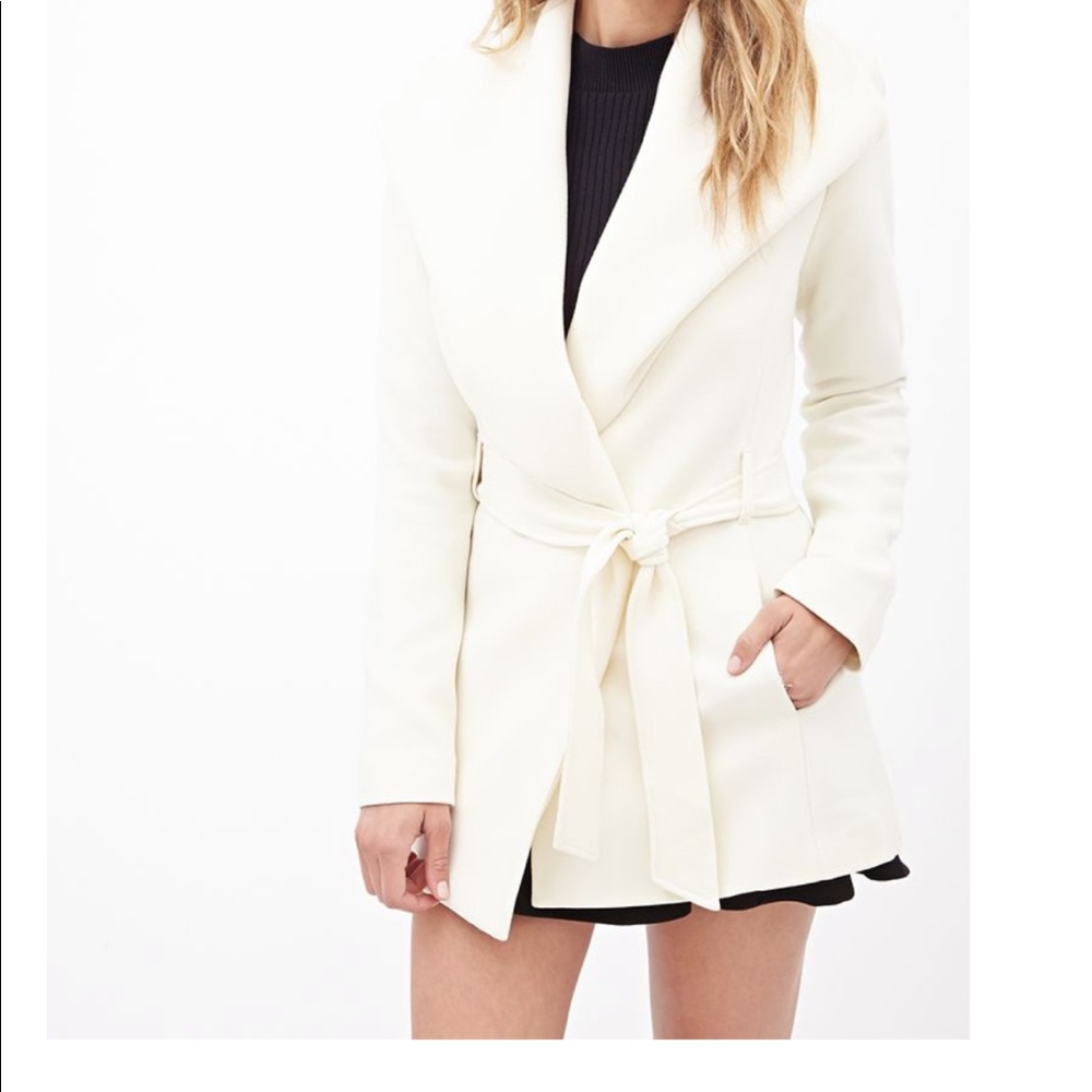 Cream belted wrap coat